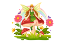 پیش‌نمایش فایل beautiful-fairy-sitting-on-mushroom-8069874 از پک پری