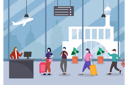 پیش‌نمایش فایل airport-check-in-queue-3334492 از پک جدید عادی در داخلی و نمای بیرونی فرودگاه