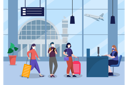 پیش‌نمایش فایل airport-check-in-queue-3334497 از پک جدید عادی در داخلی و نمای بیرونی فرودگاه