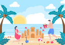 پیش‌نمایش فایل couple-creating-sand-castle-at-beach-3766330 از پک تابستان، زمان، در و ساحل مبارک