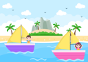 پیش‌نمایش فایل kids-sailing-in-boat-4612796 از پک قایقرانی بادبانی، قایق، با و دریا