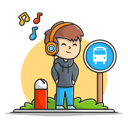 پیش‌نمایش فایل boy-enjoying-music-while-waiting-for-bus-5082272 از پک فعالیت‌های مردم