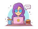 پیش‌نمایش فایل girl-eating-burger-while-working-4119372 از پک خوردن غذا