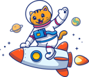 پیش‌نمایش فایل cat-riding-rocket-4238999 از پک گربه در فضا