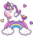 پیش‌نمایش فایل baby-unicorn-flying-on-rainbow-4238814 از پک تک شاخ