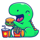 پیش‌نمایش فایل baby-dinosaurs-eating-burger-4278524 از پک دایناسورها