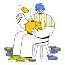 پیش‌نمایش فایل man-holding-hammer-and-piggy-bank-11176929 از پک رمزارزها و توکِنها