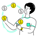 پیش‌نمایش فایل man-juggling-coins-5129853 از پک ایلاستریشن‌ها کوتِرر