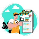 پیش‌نمایش فایل the-merchant-is-editing-his-goods-on-mobile-apps-10629076 از پک اپلیکیشن‌های موبایل فروشگاه آنلاین