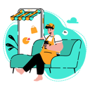 پیش‌نمایش فایل the-merchant-is-monitoring-his-store-through-the-e-commerce-apps-10629077 از پک اپلیکیشن‌های موبایل فروشگاه آنلاین