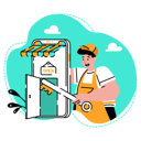 پیش‌نمایش فایل the-merchant-opened-his-store-on-mobile-e-commerce-apps-10629080 از پک اپلیکیشن‌های موبایل فروشگاه آنلاین