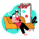 پیش‌نمایش فایل the-seller-casually-monitors-her-e-commerce-through-a-mobile-device-10629081 از پک اپلیکیشن‌های موبایل فروشگاه آنلاین