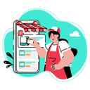 پیش‌نمایش فایل the-seller-is-inputting-his-goods-on-mobile-e-commerce-apps-10629086 از پک اپلیکیشن‌های موبایل فروشگاه آنلاین