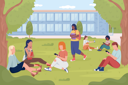 پیش‌نمایش فایل students-resting-on-garden-lawn-near-college-6253947 از پک فرایند آموزش