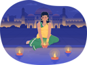 پیش‌نمایش فایل diwali-girl-setting-diya-on-river-6458707 از پک سنت‌ها در طول دیوالی