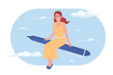 پیش‌نمایش فایل happy-female-teacher-flying-on-pen-7931452 از پک مسائل وب