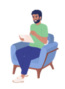 پیش‌نمایش فایل bearded-man-with-tablet-device-in-armchair-8159239 از پک ارتباط با مشتریان