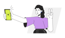 پیش‌نمایش فایل girl-posing-for-selfie-with-peace-fingers-8734326 از پک تلفن هوشمند استفاده از