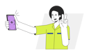 پیش‌نمایش فایل guy-with-victory-gesture-posing-for-selfie-8734327 از پک تلفن هوشمند استفاده از