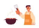 پیش‌نمایش فایل adult-man-cooking-on-bbq-grill-9086595 از پک آشپزها آشپزی