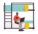 پیش‌نمایش فایل black-student-sitting-on-bunkbed-with-laptop-9794196 از پک دانش‌آموزان و لوازم دانشگاه