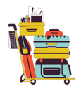 پیش‌نمایش فایل luggage-cart-with-stack-of-belongings-9794224 از پک دانش‌آموزان و لوازم دانشگاه