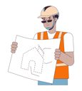 پیش‌نمایش فایل black-man-contractor-with-blueprint-10342019 از پک پیمانکاران سازندگان