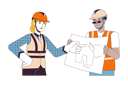 پیش‌نمایش فایل diverse-contractors-discussing-blueprint-10342018 از پک پیمانکاران سازندگان