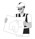 پیش‌نمایش فایل black-man-contractor-with-blueprint-10342142 از پک پیمانکاران سازندگان