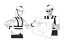 پیش‌نمایش فایل diverse-contractors-discussing-blueprint-10342141 از پک پیمانکاران سازندگان