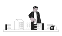 پیش‌نمایش فایل african-american-young-adult-man-pointing-condo-10471686 از پک مشاوران املاک