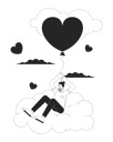 پیش‌نمایش فایل caucasian-man-flying-with-balloon-in-clouds-10617391 از پک زوج تاریخ ولنتاین