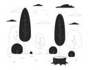 پیش‌نمایش فایل empty-glade-with-tree-stump-in-wood-black-and-white-line-illustration-11492885 از پک افراد در موقعیت خطرناک