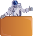 پیش‌نمایش فایل cosmonaut-holding-empty-banner-3919890 از پک فضانورد