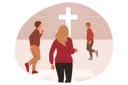 پیش‌نمایش فایل christian-cross-glowing-in-distance-near-running-people-wanting-to-become-part-religious-community-11624259 از پک فعالیت افراد