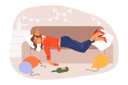پیش‌نمایش فایل drunk-woman-spins-on-sofa-after-birthday-party-among-scattered-balloons-and-bottles-11624249 از پک فعالیت افراد