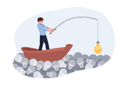 پیش‌نمایش فایل businessman-chooses-good-idea-from-many-bad-options-and-fishing-from-wooden-boat-in-sea-of-light-bulbs-12208093 از پک فعالیت افراد