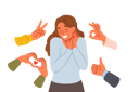 پیش‌نمایش فایل confused-woman-receiving-public-approval-and-standing-among-hands-with-positive-gestures-12208110 از پک فعالیت افراد
