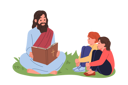 پیش‌نمایش فایل jesus-reads-bible-to-children-sitting-on-lawn-and-explaining-to-kids-commandments-from-christian-12208072 از پک فعالیت افراد