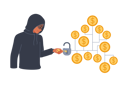 پیش‌نمایش فایل male-hacker-hacks-crypto-vault-with-money-to-steal-funds-from-blockchain-wallet-with-gold-coins-12208113 از پک فعالیت افراد