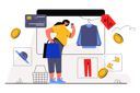 پیش‌نمایش فایل girl-doing-mobile-shopping-4036087 از پک فروشگاه‌اینترنتی و خرید