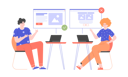 پیش‌نمایش فایل characters-sit-at-different-laptops-and-compare-the-design-of-the-website-3411128 از پک تست نرم‌افزار