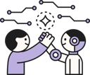پیش‌نمایش فایل employee-joins-hand-with-robot-11922876 از پک مجموعه تصویرسازی هوش مصنوعی