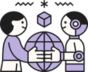 پیش‌نمایش فایل employee-with-robot-finds-business-solutions-11922895 از پک مجموعه تصویرسازی هوش مصنوعی