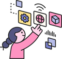 پیش‌نمایش فایل girl-working-on-ai-technology-11912729 از پک مجموعه تصویرسازی هوش مصنوعی