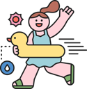 پیش‌نمایش فایل girl-running-with-swimming-ring-while-waving-hand-11922800 از پک تابستان