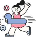 پیش‌نمایش فایل girl-running-with-swimming-ring-while-waving-hand-11922830 از پک تابستان