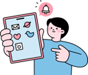 پیش‌نمایش فایل male-using-social-media-app-11982236 از پک مجموعه تصویرسازی شبکه‌های اجتماعی