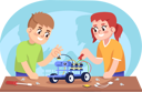 پیش‌نمایش فایل boy-and-girl-assembling-robot-car-4203415 از پک دوره‌های رباتیک