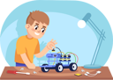 پیش‌نمایش فایل boy-assembling-robot-car-4203409 از پک دوره‌های رباتیک